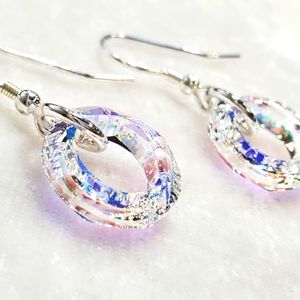 Swarovski Crystal circle Aurora Borealis earrings